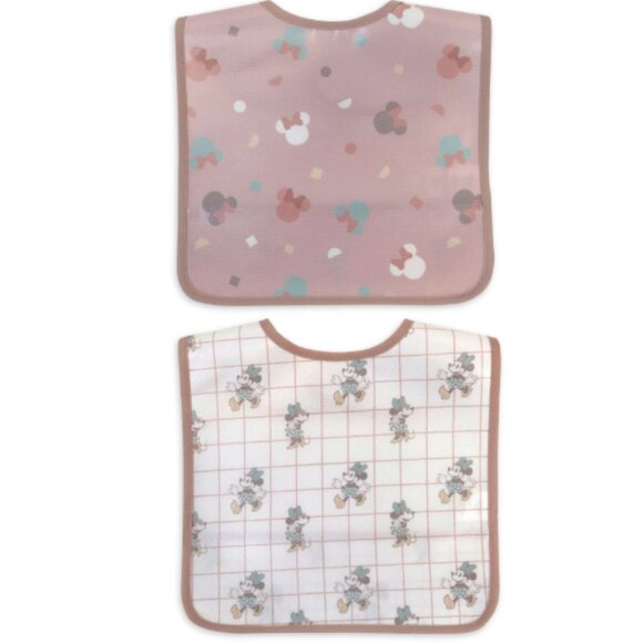 Minnie Mouse 2 Pack Girl Stay-Dry Canvas Bib Disney - Picture 2 of 2